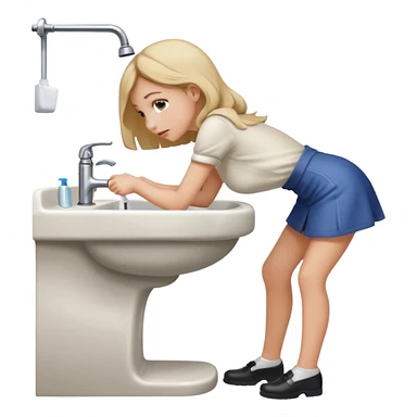 Girl bent over bathroom sink sticker