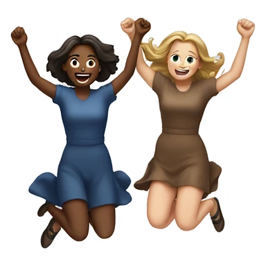 Two brunette white women, jumping up excitedly sticker