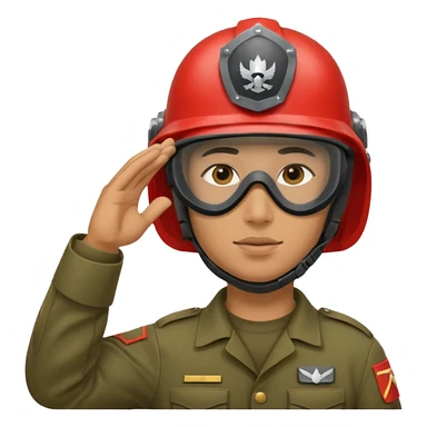 Soldier saluting with helmet + mask sticker