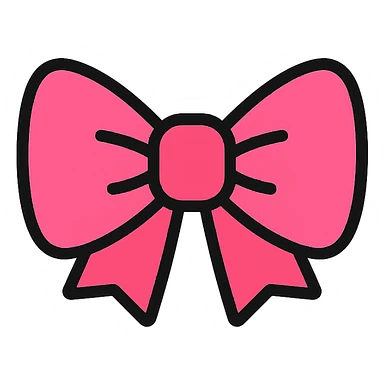 cute pink bow tie icon with color outline and black outlines sticker
