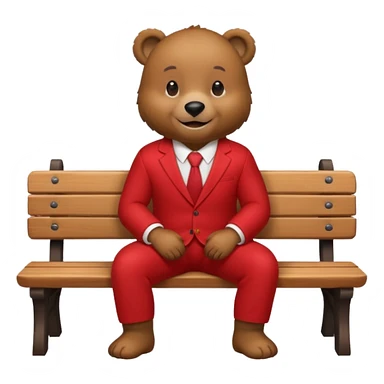 bear wearing a red suit sitting on a bench sticker