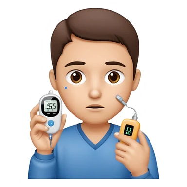 person with diabetes with glucose meter in his hand sticker