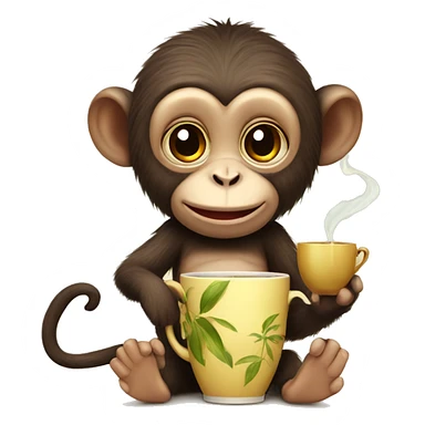 cute monkey with a tea sticker