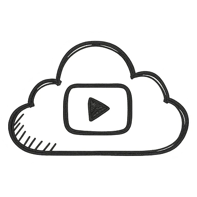 A cloud with a YouTube play button symbol inside it, representing views on YouTube sticker