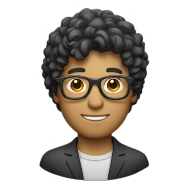 Computer male with slightly curly hair glasses sticker