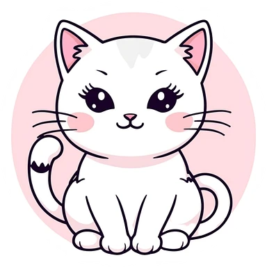 cute white cat with makeup on its face and a little bit of light pink sticker