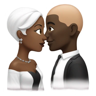 Bald white man kissing dark black woman sticker