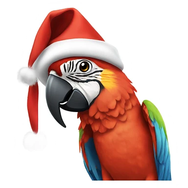 Macaw wearing a Christmas hat sticker