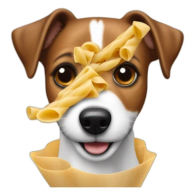 jack russel eating bolognes pasta sticker