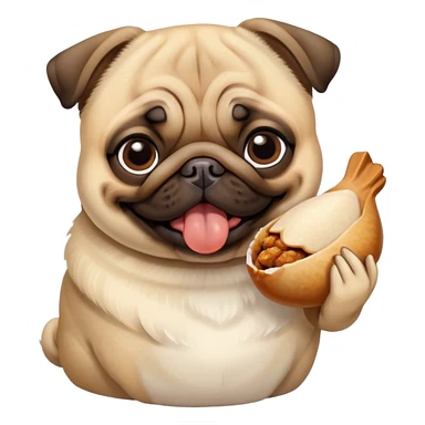 Pug eating chicken sticker