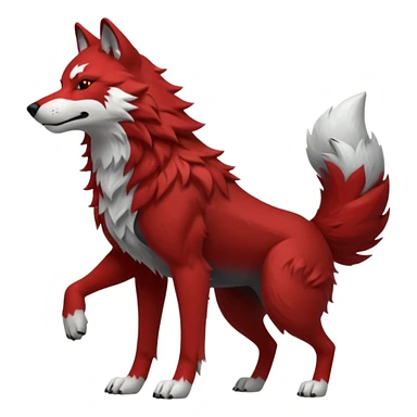 Full body red and black wolf with white accents  sticker