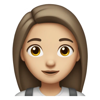 cute girl with brown eyes and middle length straight brown hair. white skin and a cute style sticker