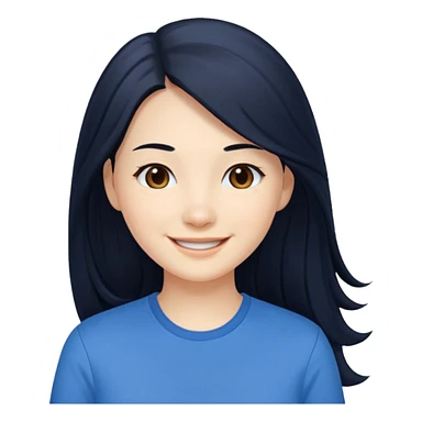 검정 긴머리에 청순한 직장인의 모습 파란셔츠입고 웃고 있으면 좋겠어 sticker