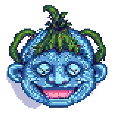 troll face pixel art style, retro meme look sticker
