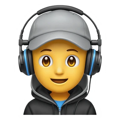 an emoji with a headset is a hood is a cap sticker