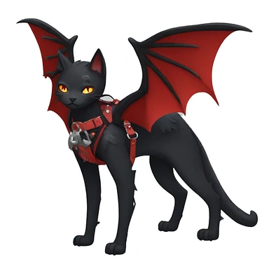 cool edgy black punk red ethereal fantasy nargacuga-bat-cat-Fakemon collar harness full body sticker