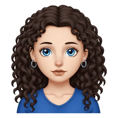 white girl, dark brown long slightly curly hair , skinni but with big breast , septum piercing on nose, beautiful dark gray-blue eyes, sticker