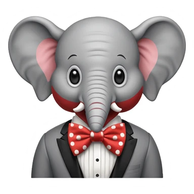 Elephant clown with big bowtie, half body sticker