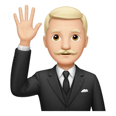 Adolf h , wearing suit and mustache small. Raising his hand to sun sticker