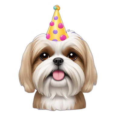 shih tzu wearing party hat sticker