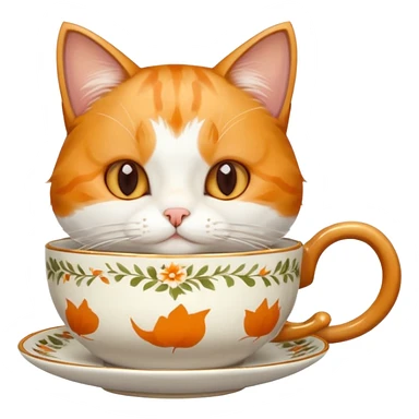 Çay içen kedi sticker
