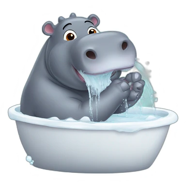 hippo taking su bath sticker