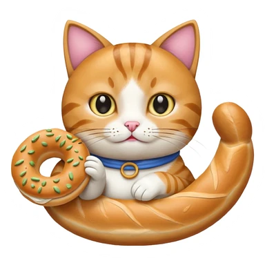 cat holding bagel sticker
