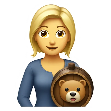 lady with bear barrel on back sticker