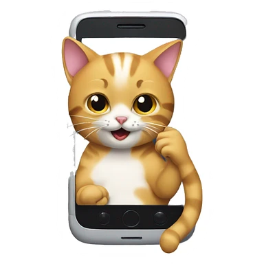 Cat playing on a phone sticker