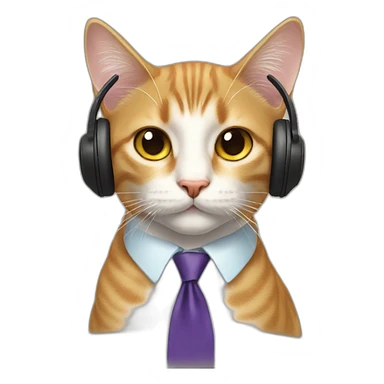 cat with tie and headphone sticker