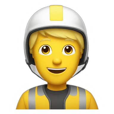 smiley white guy with blonde hair and a yellow helmet sticker