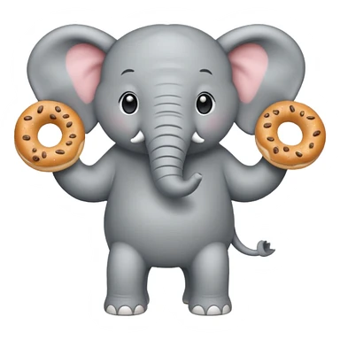 elephant holding bagel sticker