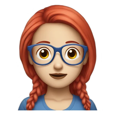 woman Chinese Red and blue hair glasses sticker