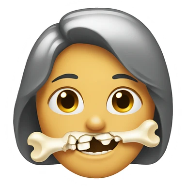 emoji with bone in her mouth sticker