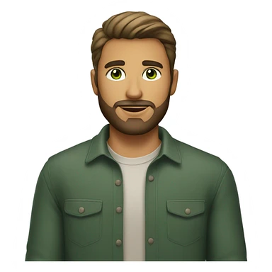 handsome man with beard and green eyes light medium skin sticker