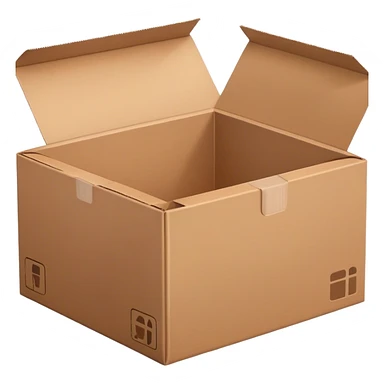 An open brown package box sticker