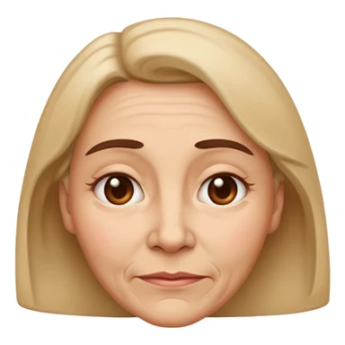 woman emoji with facial sagging, neutral expression, loose skin on cheeks and jawline sticker