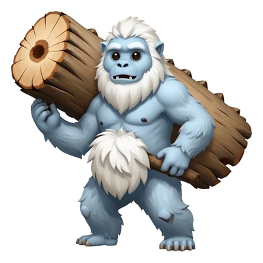 yeti, carrying a big wood sticker