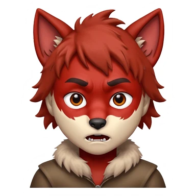 Wolf Boy Red Scared sticker