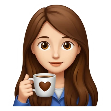 Brown long haired girl with cup of coffee sticker