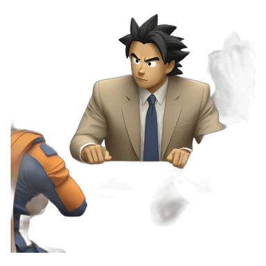 goku in a meeting sticker