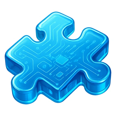 jigsaw puzzle piece in shiny glossy circuit style design sticker