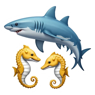 Shark with a seahorse sticker