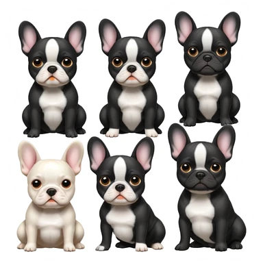 Чёрно Белый французский бульдог в разных позах sticker