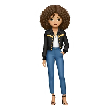 Zendaya with curly hair and stylish outfit sticker