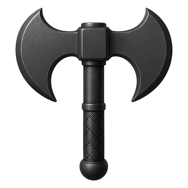 Make this steel battleaxe 10% darker, keep it crisp, shiny, and slightly fancier than iron, realistic metallic steel, emoji style, transparent background. sticker