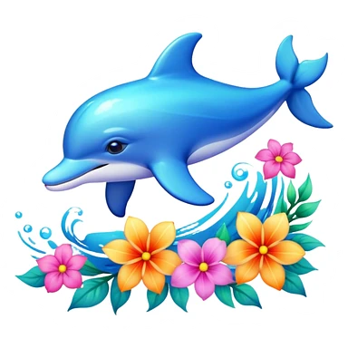 pretty dolphin with flowers sticker