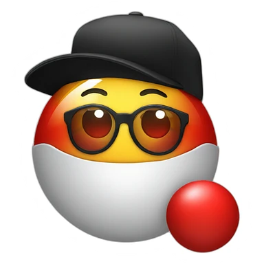 ball with a red cap with a black brim no mouth round glasses sticker