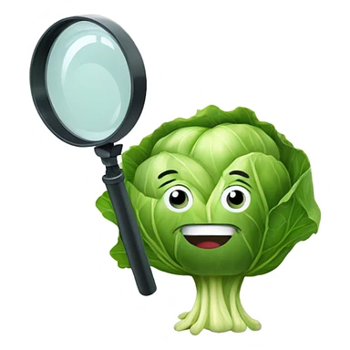 happy cabbage hold magnifying glass sticker