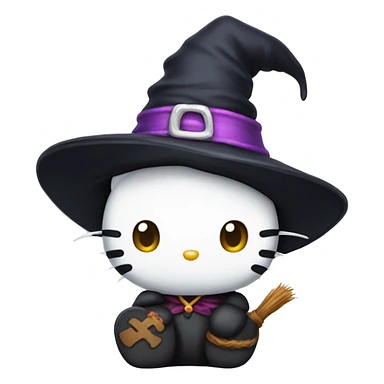 Hello kitty with witch hat sticker